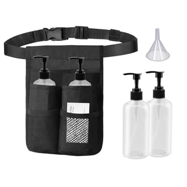 Merleu Massage Bottle Holster Single Kit - Incl. 2 Bottle,Machine Washable Massage Lotion Holster with Air Mesh ，Adjustable Strap for Massage Oil & Massage Lotion (2X 10oz)