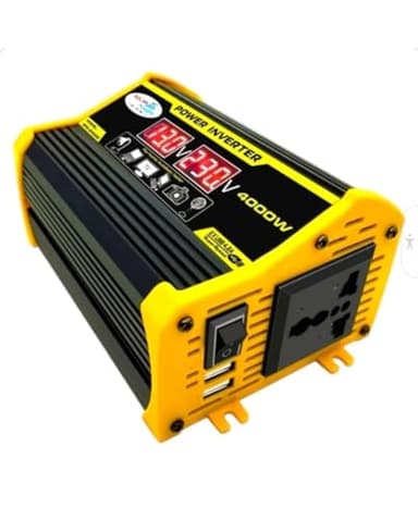 High-Power 4000W DC to AC Power Inverter – 12V to 110V/220V Converter with Dual USB Ports, Universal AC Outlet, LED Display for Cars, Trucks, RVs, and Home Backup (Black, 220V)