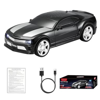 WSTER WS-592 Supercar Design Bluetooth Replica Speaker – Portable Car Model Wireless Speaker with TWS Stereo, FM Radio, LED Party Lights, USB/TF Playback, Hands-Free Calling, Microphone(Black)