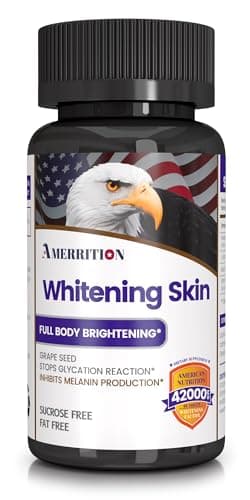 Amerrition Skin Whitening Supplement Infused with Grape Seed Extract, Glutathione, Vitamin B3, and Vitamin C - 60 Tablet