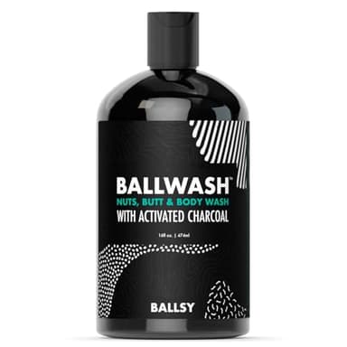 Ballsy Ballwash Charcoal Body Wash for Men - Moisturizing Men’s Bodywash with Coconut Oil – Soap for Men & Great for your Most Intimate Areas, 16 Oz
