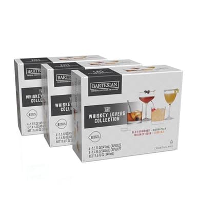 Bartesian 24-Pack Whiskey Lovers Mixer Capsules for Cocktail Machine – Home Bar Mixology Cocktails Mix Pod Capsule Set To Use With the Bartesian Cocktail Drink Maker Machine