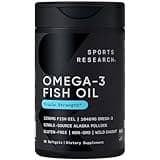 Sports Research Triple Strength Omega 3 Fish Oil Supplement - EPA & DHA Fatty Acids from Wild Alaskan Pollock - Heart, Brain & Immune Support for Adults, Men & Women - 1250 mg Capsules (30 ct)