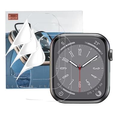 LOOKSEVEN 3 Pack Hydrogel Film For Apple Watch Series 7/8/9 Screen Protector 45mm Transparent TPU Ultra Thin Easy Installation Set for iWatch S7 S8 S9