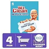 Mr. Clean Magic Eraser for Bath and Bathroom, Removes Soap Scum, Lavender Scent, 4 Pads