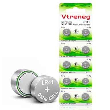 Vtreneg 10 Pack LR41 Button Batteries AG3 392 384 192 L736 L736f 1.5V Alkaline Battery for Thermometer