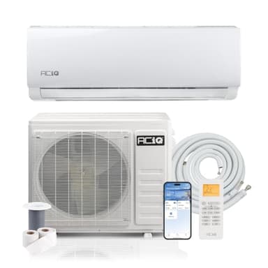 ACiQ 19 SEER2 Essentials 36000 BTU Comfortable Mini Split AC/Heating System, 3 Ton White Wall Mount Ductless Heat Pump AC Unit, with 16ft Installation Kit | WiFi Control, 208/230V, R454B