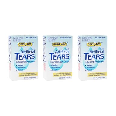 GeriCare Artificial Lubricating Tears, Soothing Eye Hydration Drops - Long Lasting Eye Lubricant Formula, 0.5 fl oz Bottle (15ml) (Pack of 3)