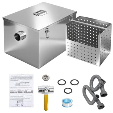 8 lbs Commercial Grease Trap for Home Restaurants Under Sink, Stainless Steel Interceptor