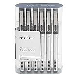 TUL® Fine Liner Felt-Tip Pens, Ultra-Fine, 0.4 mm, Silver Barrel, Black Ink, Pack Of 12 Pens