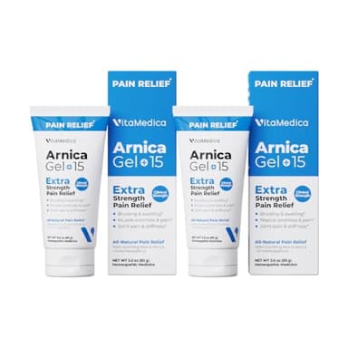 VitaMedica Arnica Gel Plus 15 Healing Plant Compounds, Extra Strength Formula for Bruising, All-Natural Plant-Based Topical Gel, 2-Pack