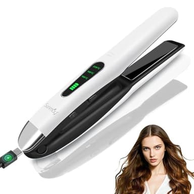 SUNMAY Cordless Hair Straightener, Portable Mini Flat Iron Hair Straightener for Travel, 20s Fast Heating, 5000mAh USB-C Rechargeable, Dual Voltage Hair Straighteners and Curlers 2 in 1 for Women