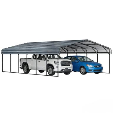 EBE 20'x30' Metal Carport, Heavy Duty Carports Canopy with Galvanized Steel Roof, Outdoor Carport Metal Garage Shelter Shade 2 Cars, Truck, Boat, SUV