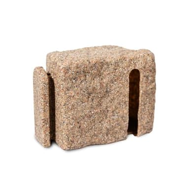 Beuta Faux Stone Left Turn Block – 7" L x 4" W x 6.5" H – DIY Dig-Free Landscape Edging Block | Creates a Left Turn in Your Edging Project | 1 Piece - Sandstone
