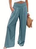 ANRABESS Women Linen Palazzo Pants Summer Boho Wide Leg High Waist Casual Lounge Pant 2025 Beach Travel Vacation Outfits Lake Small