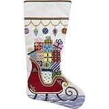 Alice Peterson Home Creations Holiday Edition Needlepoint Stocking Kit- Sleigh with Gifts