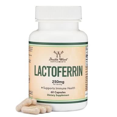 Lactoferrin 250mg per Serving (60 Capsules) Patented Bioferrin Lactoferrin - Superior Iron Supplement for Iron Deficiency and Immune Support by Double Wood Supplements