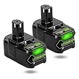 FEOTDN 2-Pack 6.0Ah Lithium-ion Cordless Tool Battery Pack Replacement for Ryobi 18V Battery Compatible with Ryobi 18V ONE+ Tools