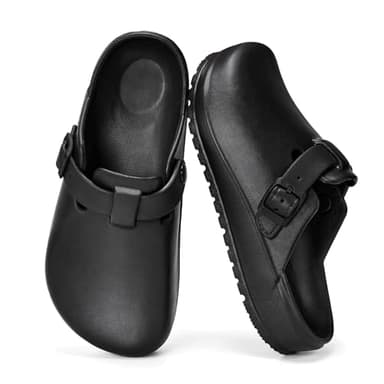 ZXT Arch Support Work Clogs Slip Resistant Orthopedic Shoes for Chef Nurse Garden Comfortable, Slip-On Cushion Slide Sandals, Black 41