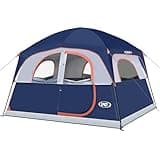 UNP Tents 6 Person Waterproof Windproof Easy Setup,Double Layer Family Camping Tent with 1 Mesh Door & 5 Large Mesh Windows -10'X9'X78in(H) (Navy Blue)