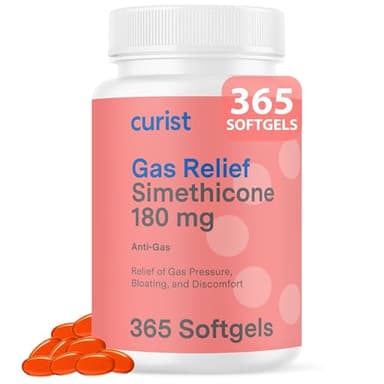 Curist Gas Relief Simethicone 180 mg Softgels (365 Count) - Digestive Relief, Bloating Relief & Anti Flatulence Gas Pills for Adults - Aids Bloating Relief (365 Softgels)