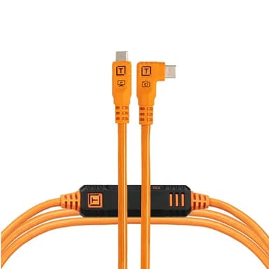 TetherPro Optima 10Gbps Gen 2 USB-C, 15' (4.6m), Straight to Right, High-Visibility Orange