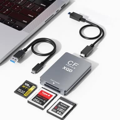 10Gbps CFexpress/XQD/SD Cards Reader 3-in-1 CFexpress Type B Card Readers Adapter XQD/SD Memory Card Reader USB 3.2 Gen 2 Support for Thunderbolt 3/4 Port for Professional Filmmakers Content Creators