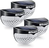 OTHWAY Solar Fence Post Lights Wall Mount Decorative Deck Lighting (Black, 4 Packs)