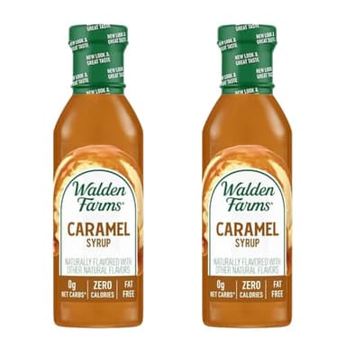 Walden Farms Caramel Syrup – Perfect for Coffee, Desserts, Ice Cream – Zero Calorie, Sugar-Free, Low Carb, Keto-Friendly, Gluten-Free, Vegan – 2-Pack, 12 oz Bottles