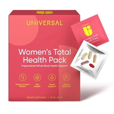 Women's Total Health Daily Vitamin Packs - All in One Multivitamin for Women, Essential Vitamins & Minerals for Energy, Stress, Digestion & Gut Health, Female Wellness Supplement, 30 Packets