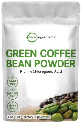 Pure Green Coffee Bean Extract, 4 Ounce | Natural Caffeine, Green Coffee Bean with 50% Chlorogenic Acid | Vegan Friendly, Filler Free