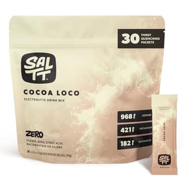 SALTT Electrolytes Powder Flavored Drink Mix - Cocoa Loco - 30 Hydration Packets - Magnesium, Potassium, Sodium, Trace Minerals - Zero Sugar & Gluten Free - Travel Essentials