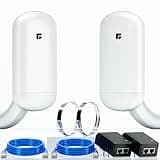 Wireless Bridge, 2KM 5.8G Point to Point Outdoor CPE, CPE Long Range WiFi Bridges for PtP/PtMP with 12DBi High Gain Antenna, PoE Adapter, RJ45 Ethernet Port, 2 Pack