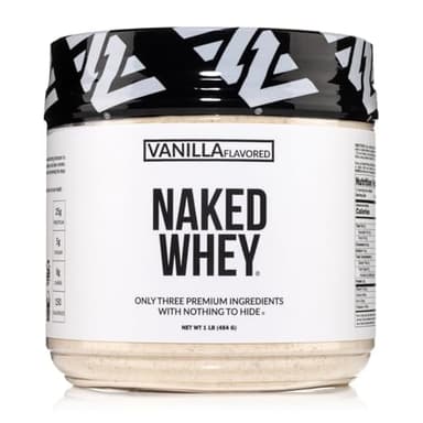 NAKED Vanilla Whey Protein 1Lb, Only 3 Ingredients, All Natural Grass Fed Whey Protein Powder + Vanilla + Coconut Sugar- GMO-Free, Soy Free, Gluten Free. Aid Muscle Growth, 12 Servings