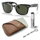 Ray-Ban RB4105 Wayfarer Folding Classic Square Shape Sunglasses With Eyewear Kit Bundle - High Bridge Fit - Ideal Formal and Casual Wear Square Sunglasses