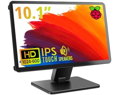 Touch Screen Monitor with Case,ROADOM 10.1’’ Raspberry Pi Screen, IPS FHD 1024×600,Responsive and Smooth Touch,Dual Built-in Speakers,HDMI Input,Compatible with Raspberry Pi 5/4/3/Zero,Versatile Stand