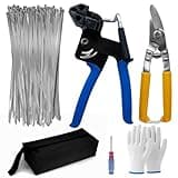 Metal Zip Ties Tool Gun - Trivd Frol One Hand Operation Metal Cable Tie Gun for Fastening Cutting Stainless Steel Zip Ties, Comes With 100pcs Self-Locking Metal Zip Ties Heavy Duty Outdoor, Scissors