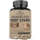 Wholesome Wellness Grass Fed Desiccated Beef Liver Capsules (180 Pills, 750mg Each) - Natural Iron, Vitamin A, B12 for Energy - Raised Undefatted in New Zealand Without Hormones or Chemicals