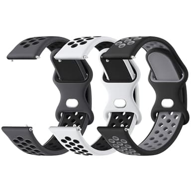 Meliya 20mm 22mm Silicone Watch Bands Quick Release Replacement Wristband, Soft Silicone Rubber Sport Watch Strap for Women Men (Gray/Black+Black/Gray+White/Black, 20mm)