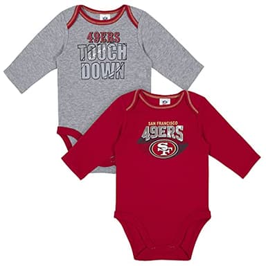 Gerber NFL Baby Boys 2 Pack Long Sleeve Bodysuit, Team Color, 0-3 Months US