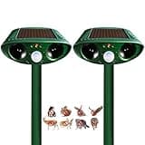 2 Pack Solar Animal Repellers, Ultrasonic Cat Deterrent, Deer Repellent Devices Outdoor with Motion Detection for Dog Bird Cat Deer Raccoon Skunk Fox Coyote for Yard Lawn Garden Patio Attic