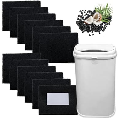 NewKe 12 Pack Activated Carbon Deodorizer for Ubbi Adult Diaper Pail, Stick-On Charcoal Odor Absorbing Filters for Adult Steel Diaper Pail for Seniors Odor Free, One Year Pack, Keep Home Fresh