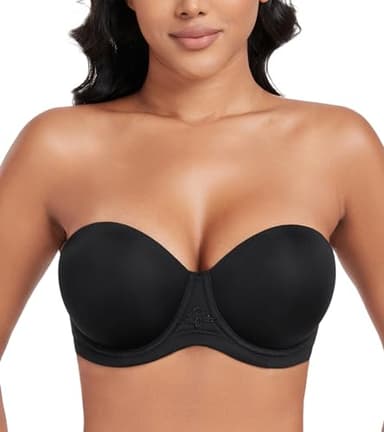 DotVol Women's Multiway Strapless Bra Full Figure Underwire Contour Beauty Back Plus Size Bra(38DDD, Black)