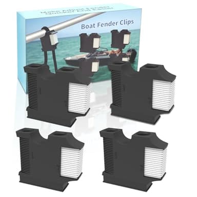 Huntury Boat Fender Hanger, Boat Rail and Cleat Fender Clips, Quick Connect and Release Fender Lines, Boat Bumper Adjuster, Pack of 4