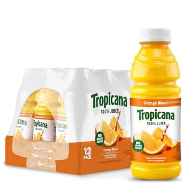 Tropicana 100% Juice Orange Blend, Single Serve, 15.2 fl oz Bottles (Pack of 12) - Real Fruit Juice, Vitamin C Rich, No Added Sugars, No Artificial Flavors
