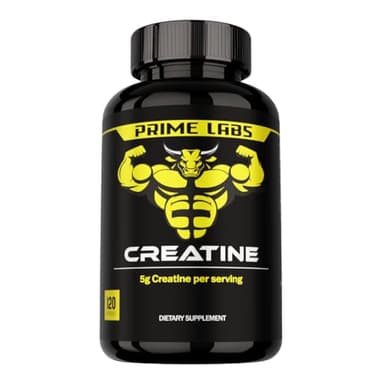 Prime Labs Creatine Monohydrate Capsules - 5g (5000mg) - Muscle Growth, Recovery, Brain Function - for Men & Women - 120 Count