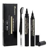 3 PCS Beard Pen Beard Pencil Filler for Men Black 4 Tip Pen for Natural Looking Beard 2PCS Beard Filler& 1PCS Double Head Beard Brush Waterproof Double Head Four Fork Eyebrow Pencil Eyeliner (Black)