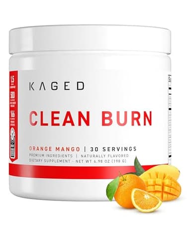 Kaged Thermogenic Powder Clean Burn Orange Mango Men & Women Weight Management Supplement Organic Caffeine Apple Cider Vinegar 30 Servings