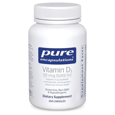 Pure Encapsulations Vitamin D3 125 mcg (5,000 IU) - Supplement to Support Bone, Joint, Breast, Heart, Colon, and Immune Health* - with Vitamin D - 250 Capsules