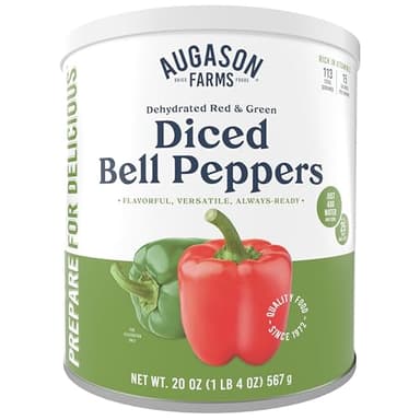 Dehydrated Diced Bell Peppers Emergency Food Supply, 113 Servings, 25 Year Shelf Life, Red and Green Peppers - Dehydrated Meals, Survival Food Camping Essentials Can